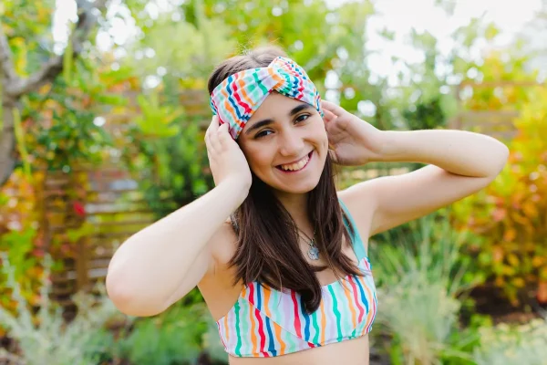 Bandeau Em Licra Riscas Onduladas