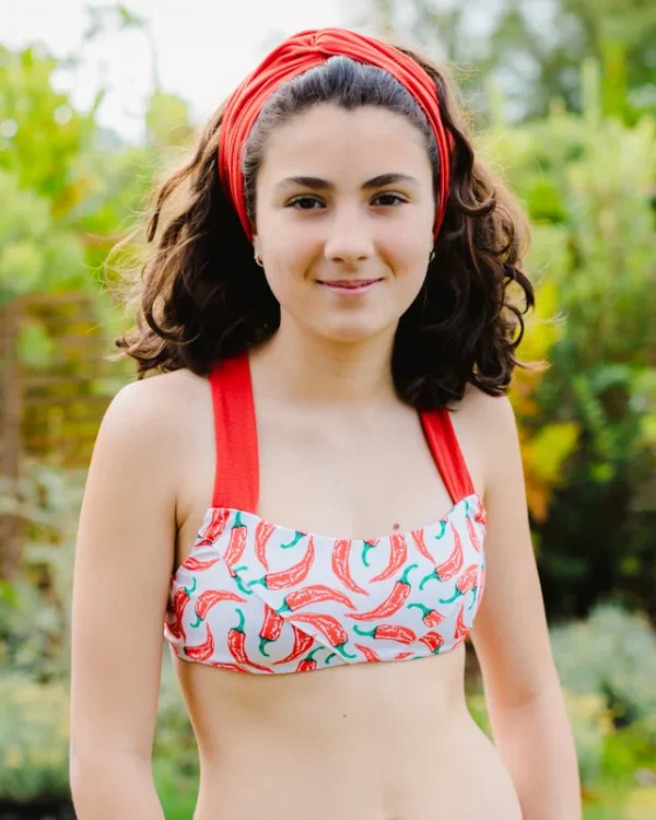 Bandeau Em Licra Texturizada, Laranja Ferrugem Lisa
