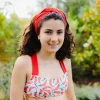 Bandeau Em Licra Texturizada, Laranja Ferrugem Lisa