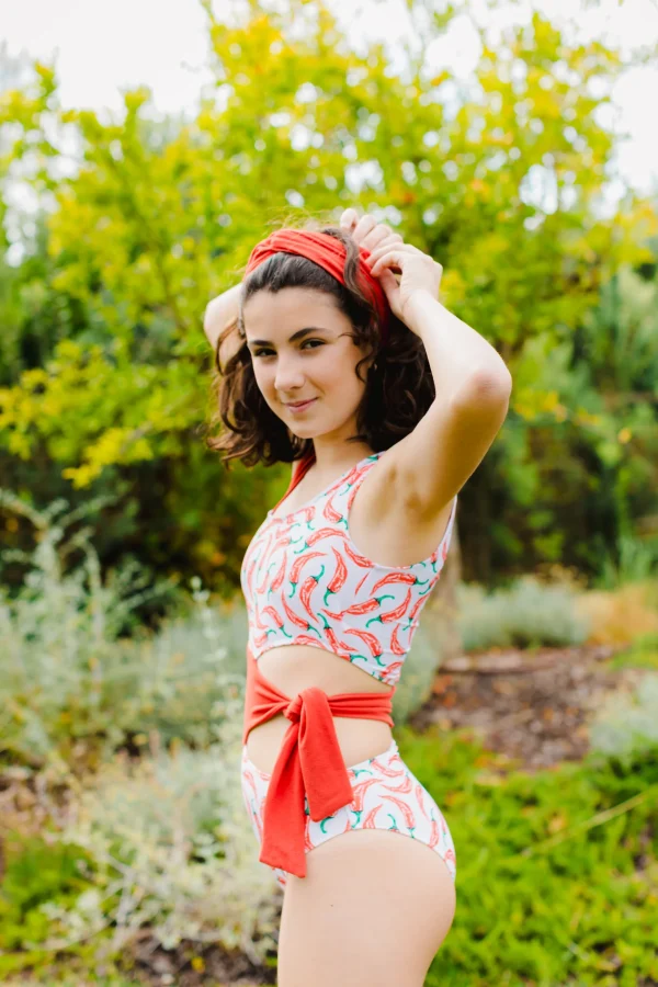 Bandeau Em Licra Texturizada, Laranja Ferrugem Lisa